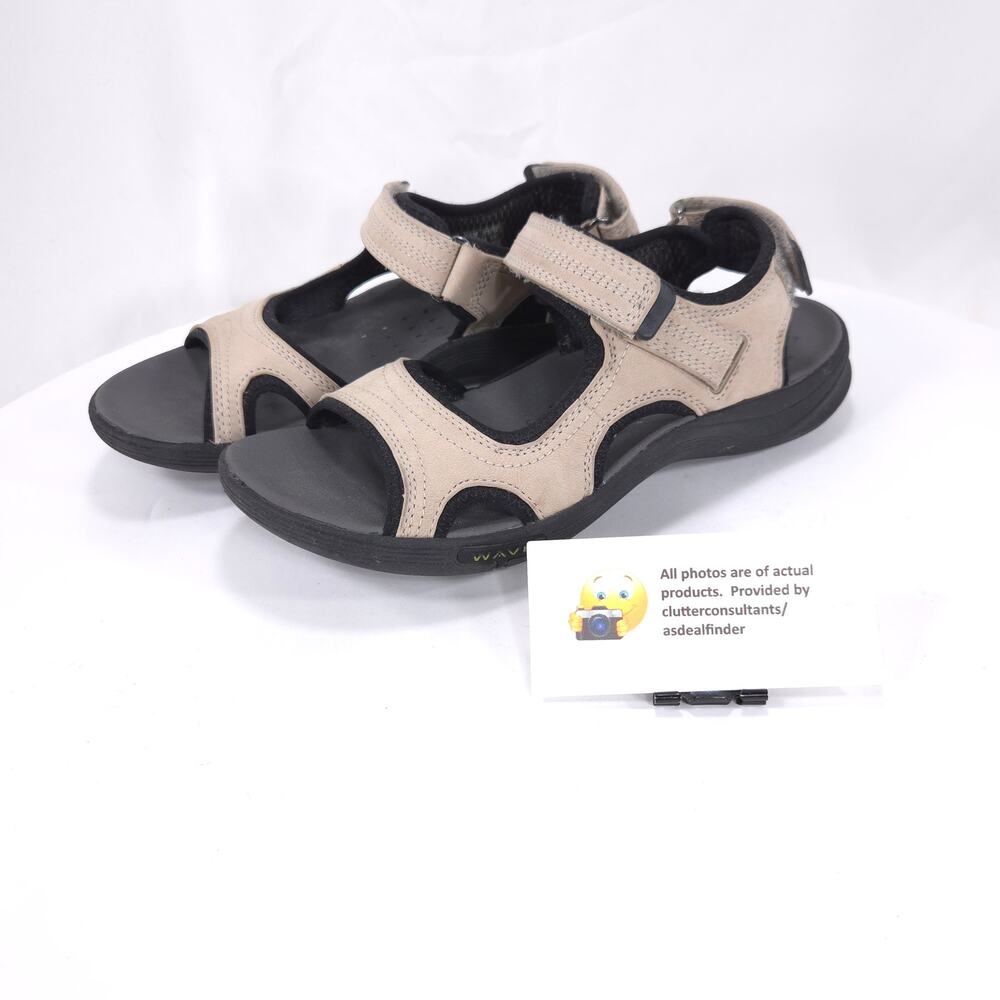 Clarks Wave Walk Casual Sling Back Sandal Womens Size 6.5 64662 Tan Black